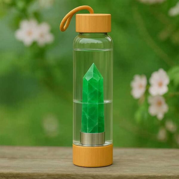 Green Fluorite Crystal Water Bottle